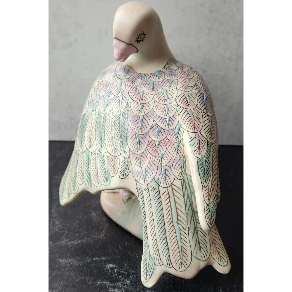 Pair 1950s Vintage Porcelain Dove Pigeon Bird Pastel 6